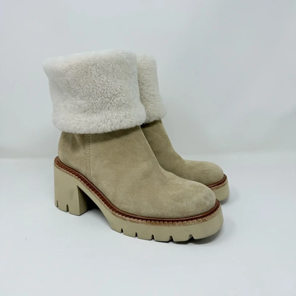 New Pedro Garcia Zarela Suede Shearling Ankle Booties Sz 8